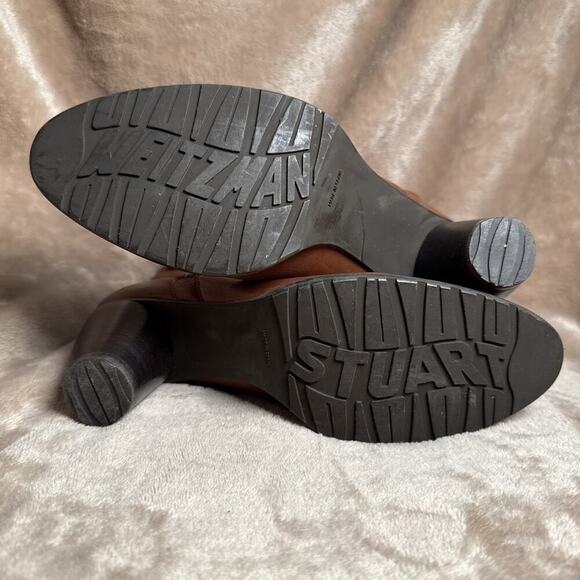 Stuart Weitzman‎ Ankle Boot Block Heel Cognac Brown Leather Bootie Women's Sz 6M - Picture 7 of 8